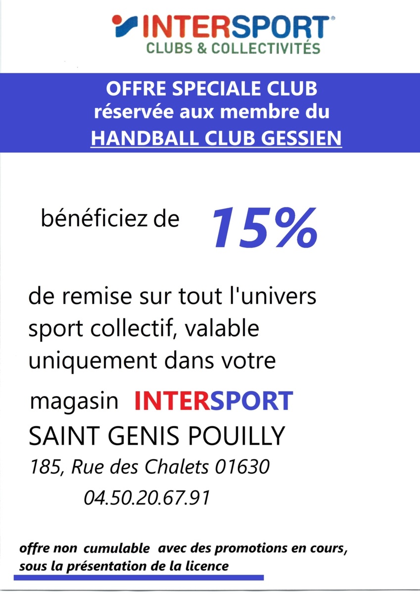 Partenariat Intersport Saint Genis Pouilly